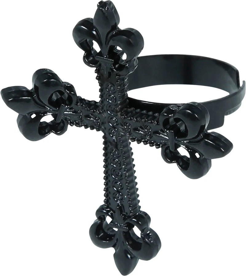 Halloween-Ring mit gotischem Kreuz, 4 cm