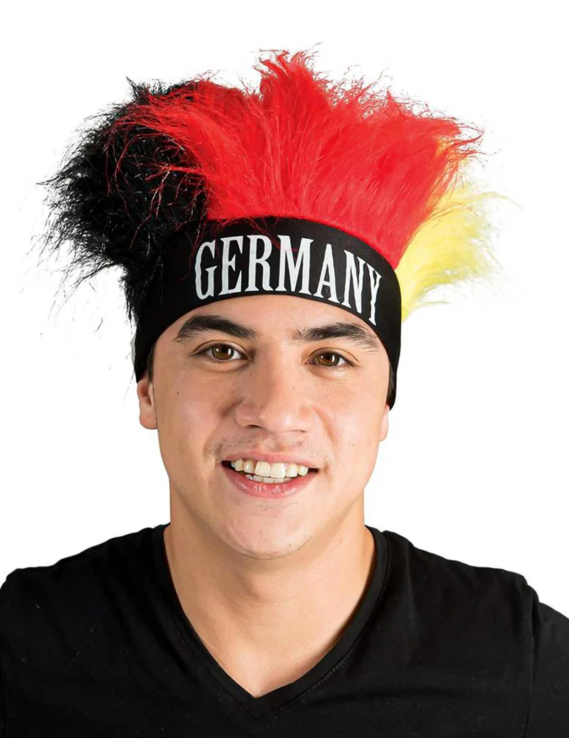 Deutschland Fan Stirnband Flagge mit Kunsthaar Erwachsenengröße