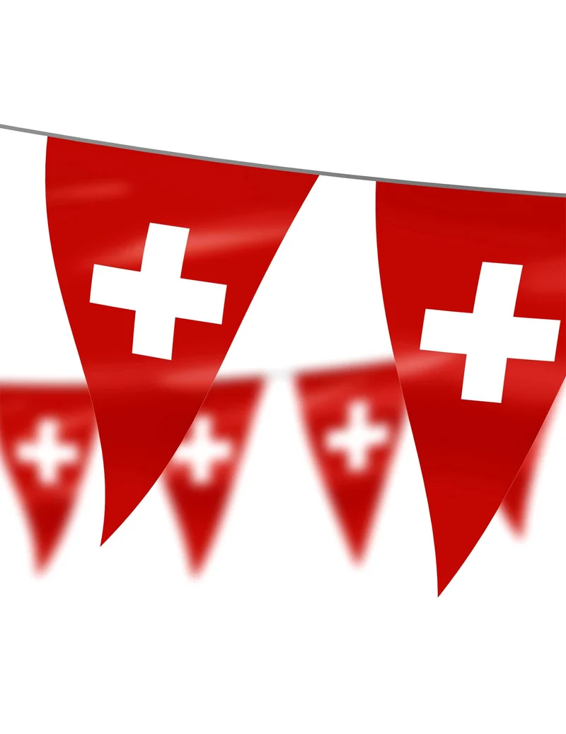 Girlande mit Schweizer Wimpeln 5 m