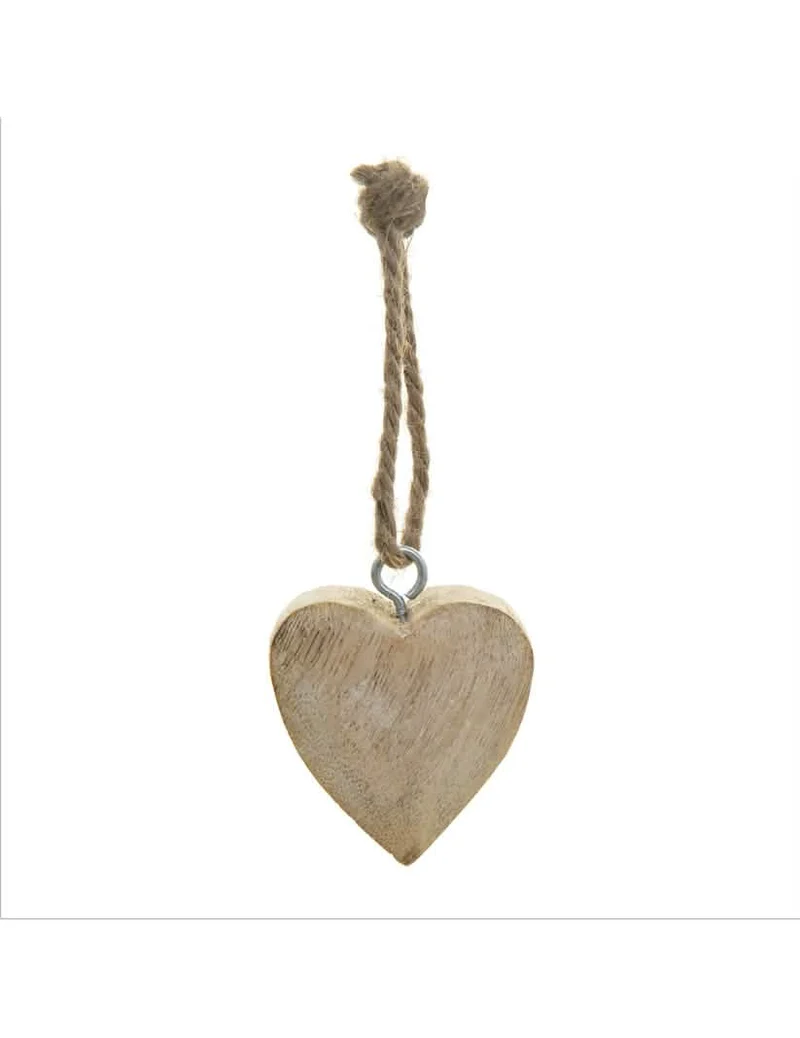 Christbaumschmuck aus Holz Herz 5 cm, natürliche Dekoration