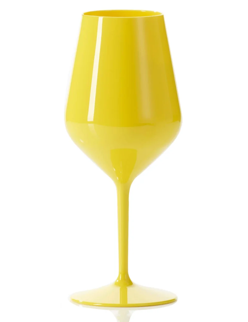 Gelbes Stiel-Weinglas aus Plastik 47 cl