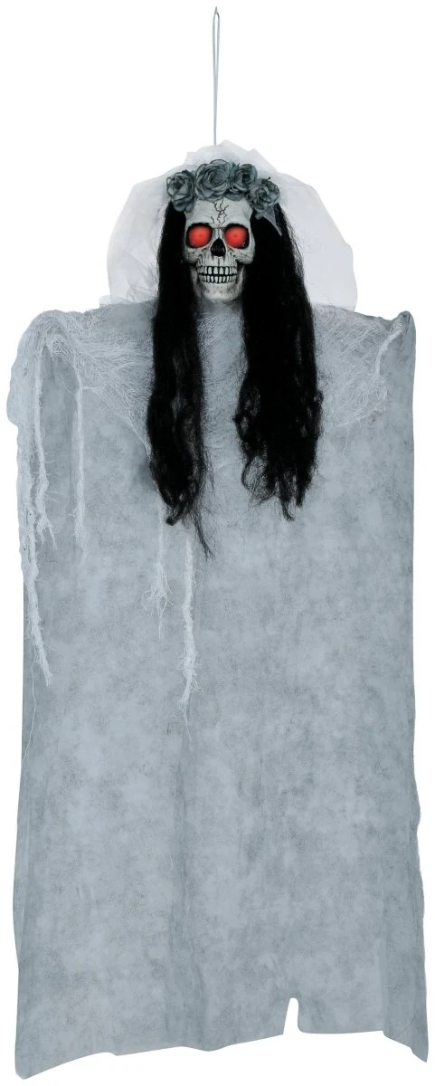 Halloween-Skelett mit langen Haaren, 95 cm