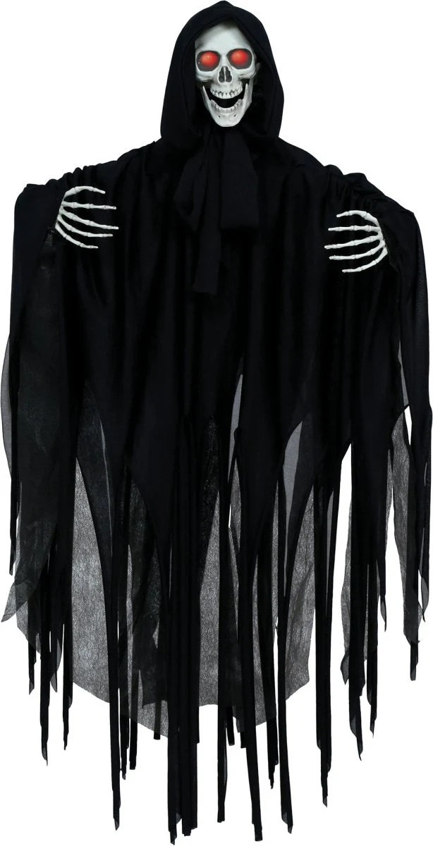 Halloween-Skelett zum Aufhängen mit Licht, Sound und Bewegung, 90 cm