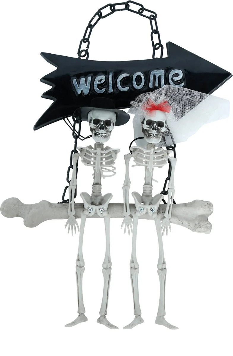 Halloween-Skelett-Schild „Welcome“, 30 cm