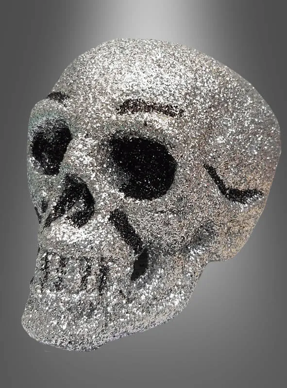 Glitzernder Totenkopf silber