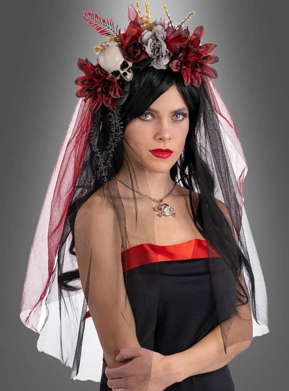 Totenkopf Kopfschmuck mit Schleier
