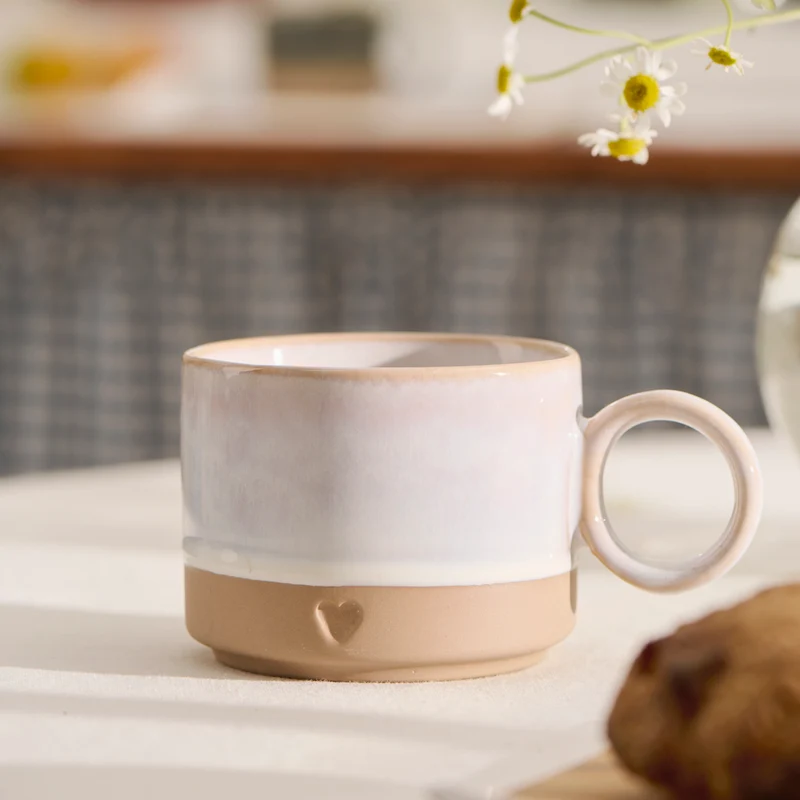 Ib Laursen Tasse Herz weiß-mattbraun
