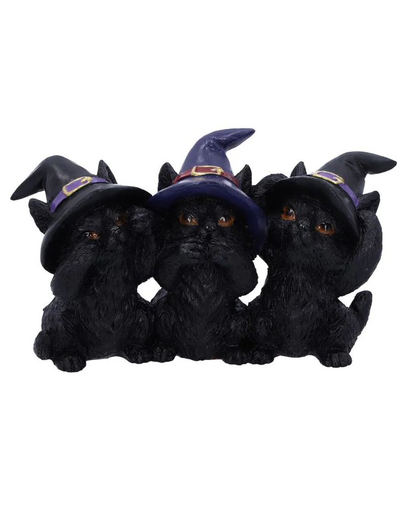 Drei Schwarze Weise Hexenkatzen 11,5cm