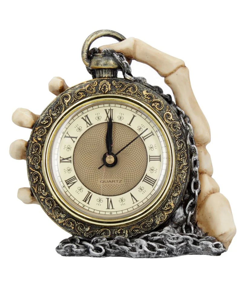 Skeletthand mit Taschenuhr "About Time" 14cm
