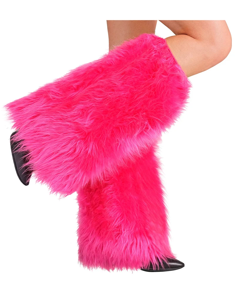 Neon Pinke Kunstfell Beinstulpen