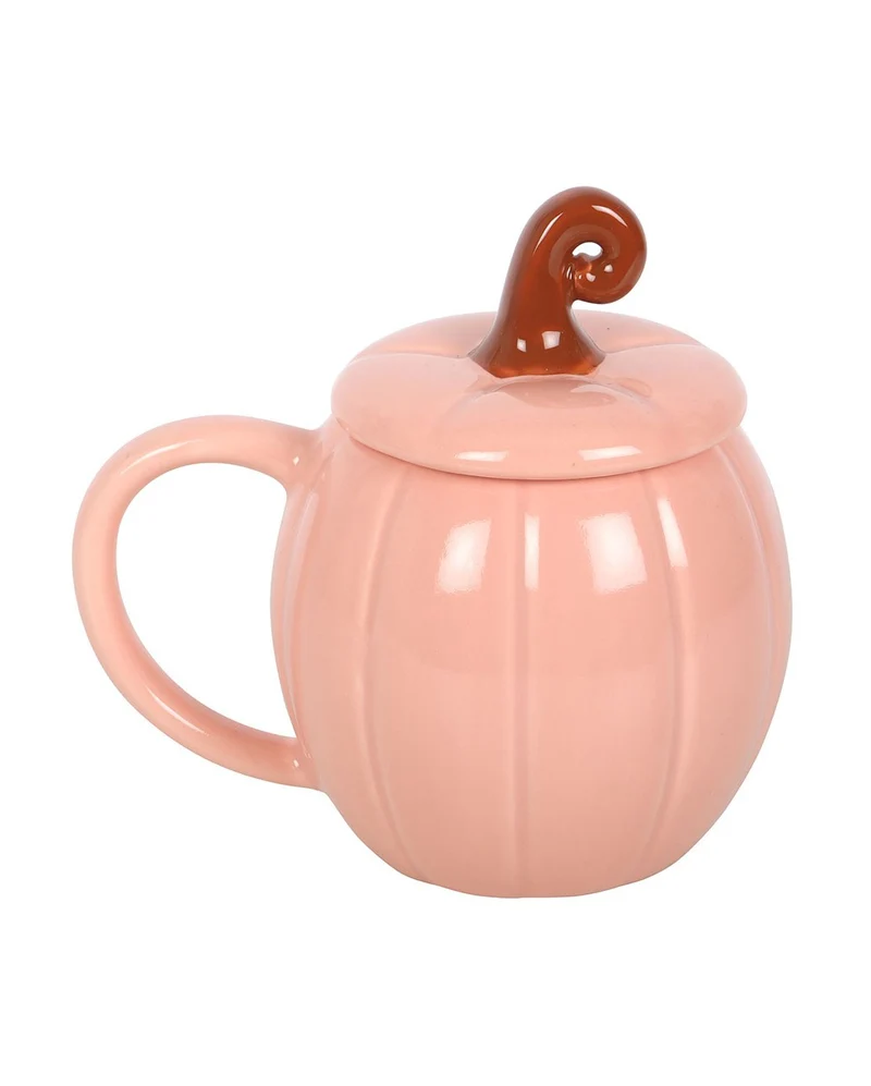 Kürbisbecher Rosa mit Deckel 14,5 cm