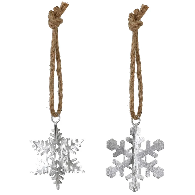 2er Set Weihnachtshänger Schneeflocke Weiß oder Silber