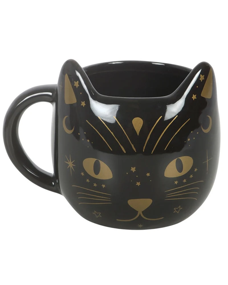 Schwarze Mystic Katzen Tasse 10cm