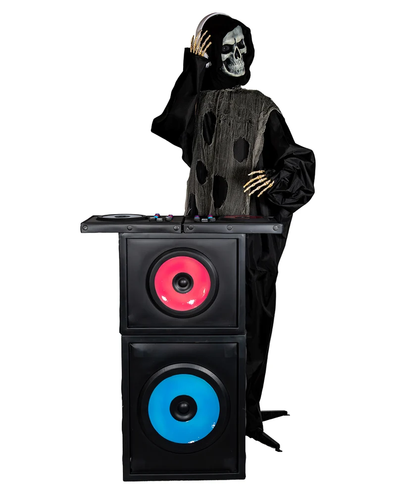 DJ Deadbeat Skelett mit Mischpult Halloween Animatronic 170cm