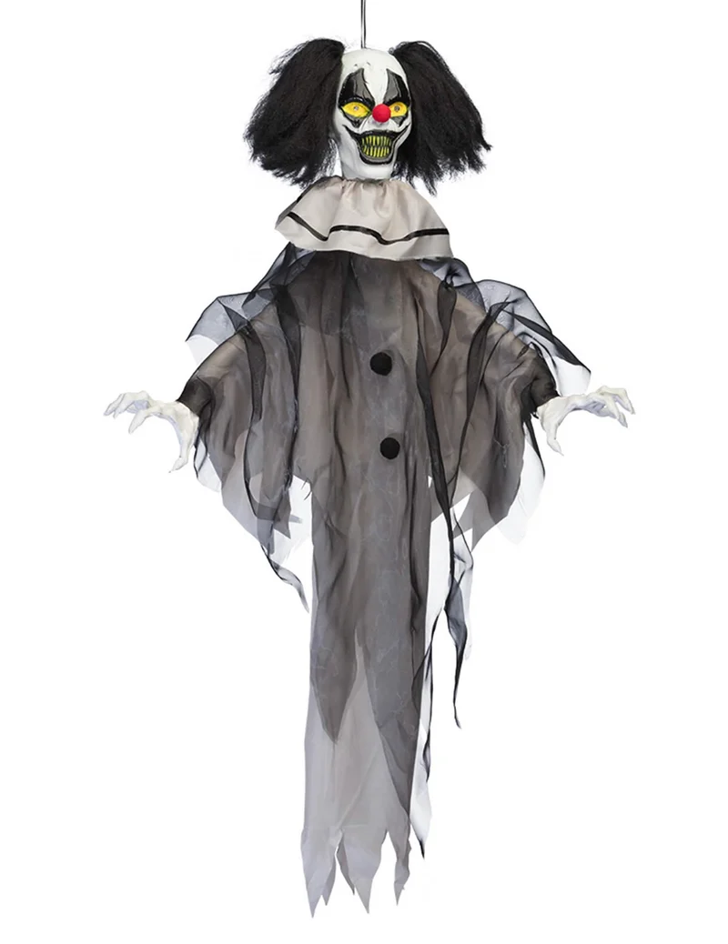Gruseliger Clown zum Aufhängen - Animation, Licht & Ton - 90 cm