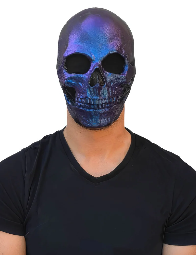 Masque squelette bleu métallique adulte