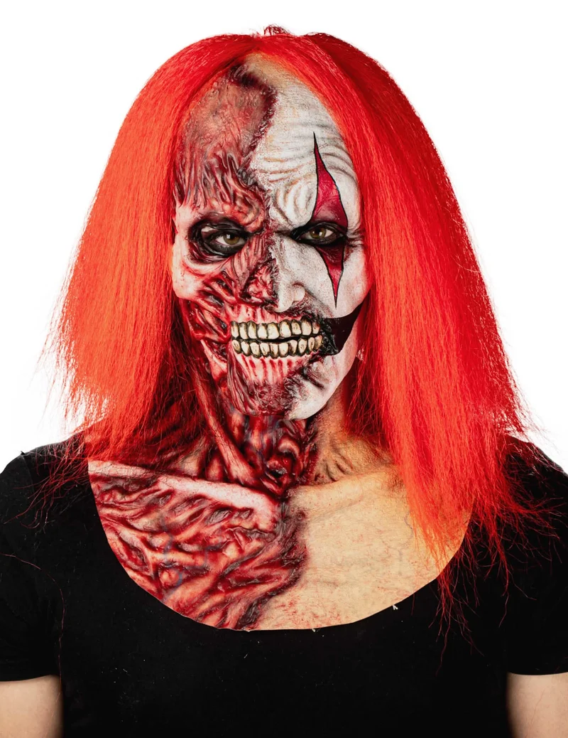 Masque hyper réaliste clown double face premium adulte