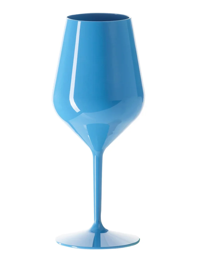 Weinglas mit Stiel aus Kunststoff blau 470 ml