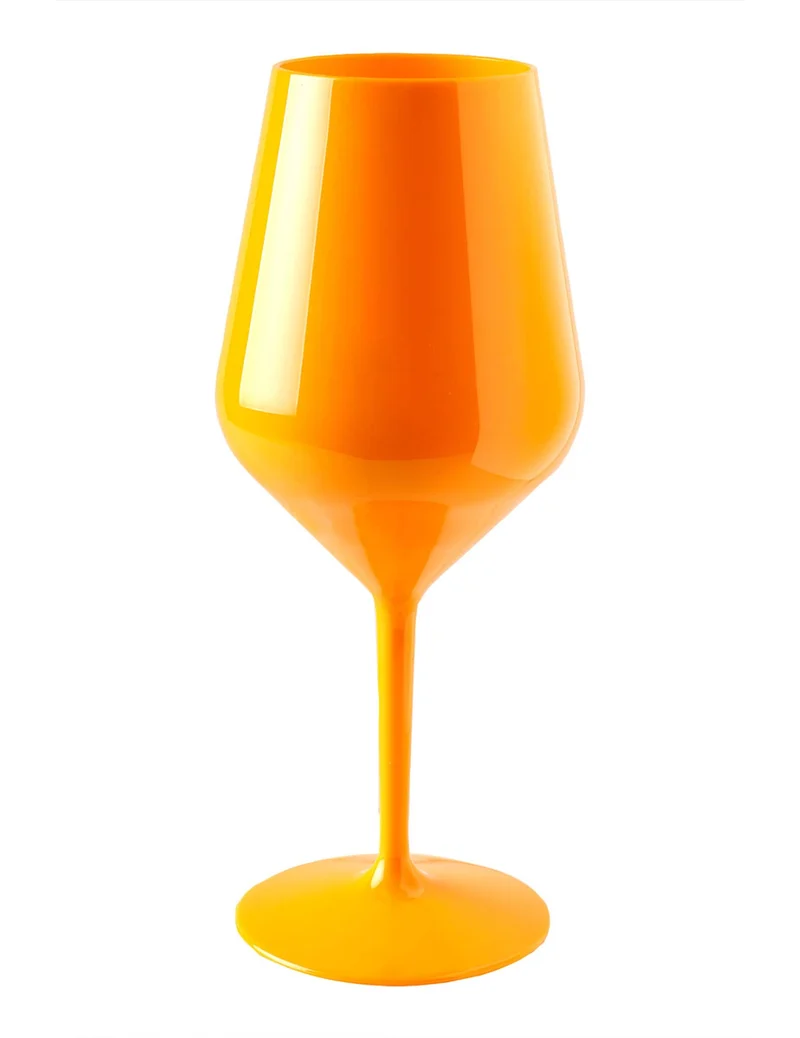 Oranges Weinglas mit Stiel aus Plastik 47 cl