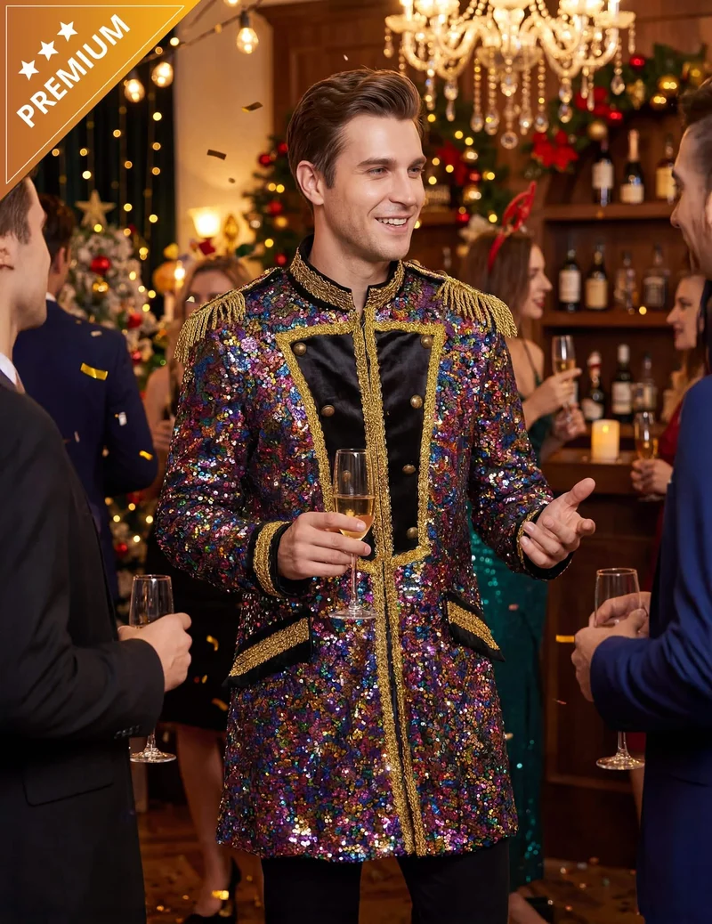 Bunte Luxus-Paillettenjacke für Herren