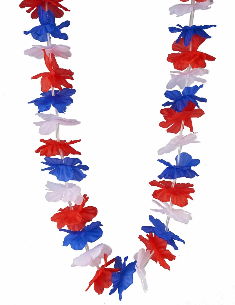 Blumenkette blau/weiß/rot