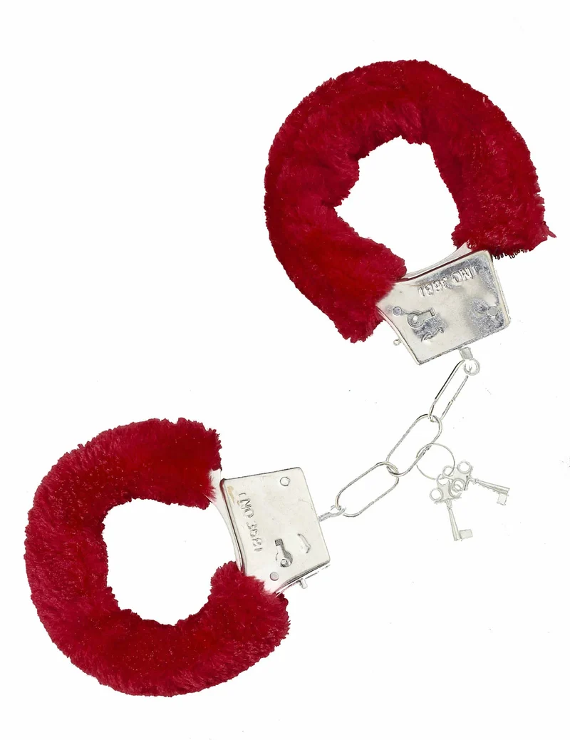 Rote Handschellen mit Fell