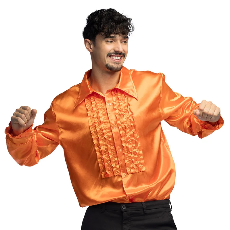 Shirt Party Oranje | Koningsdag Overhemd Heren | Jaren 80 overhemd