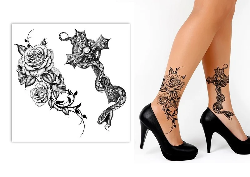Halloween-Tattoo-Aufkleber, schwarz, 2 Stück