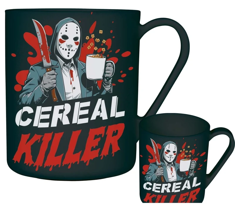 Schwarzer Becher „Cereal Killer“, 10 cm