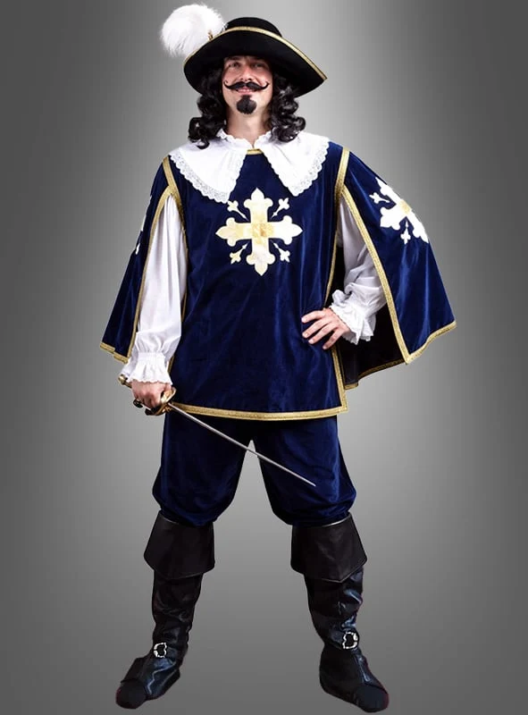 DELUXE Musketier Kostüm dunkelblau