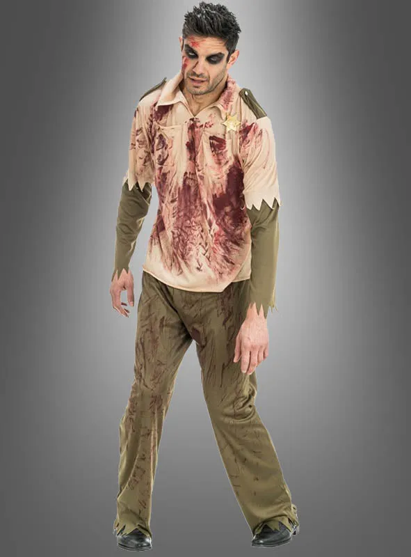 Blutiger Zombie Rick Sheriff Kostüm