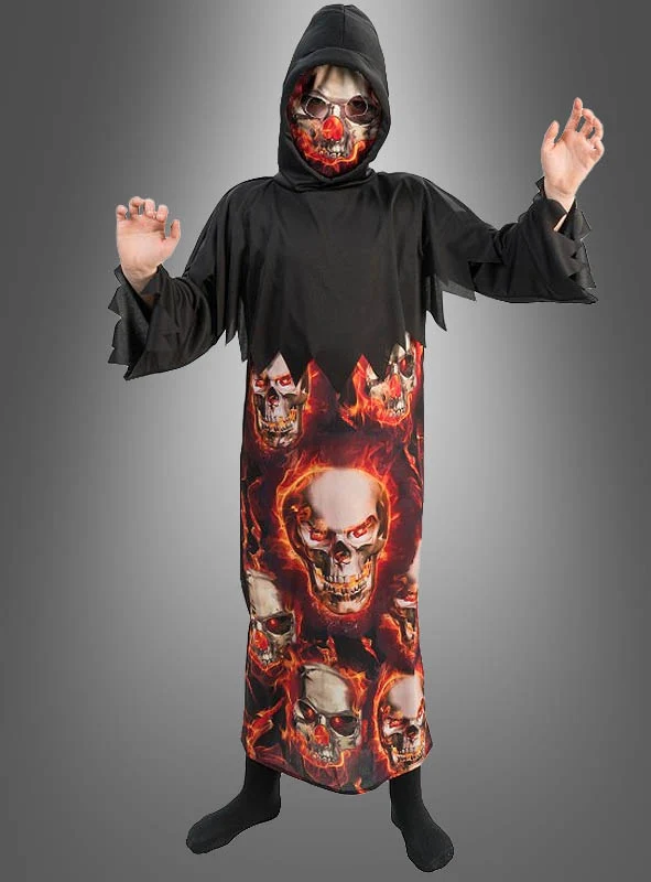 Feuerdämon Robe mit Maske für Kids