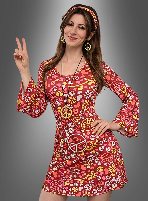5-teiliges Hippie Set mit Kleid