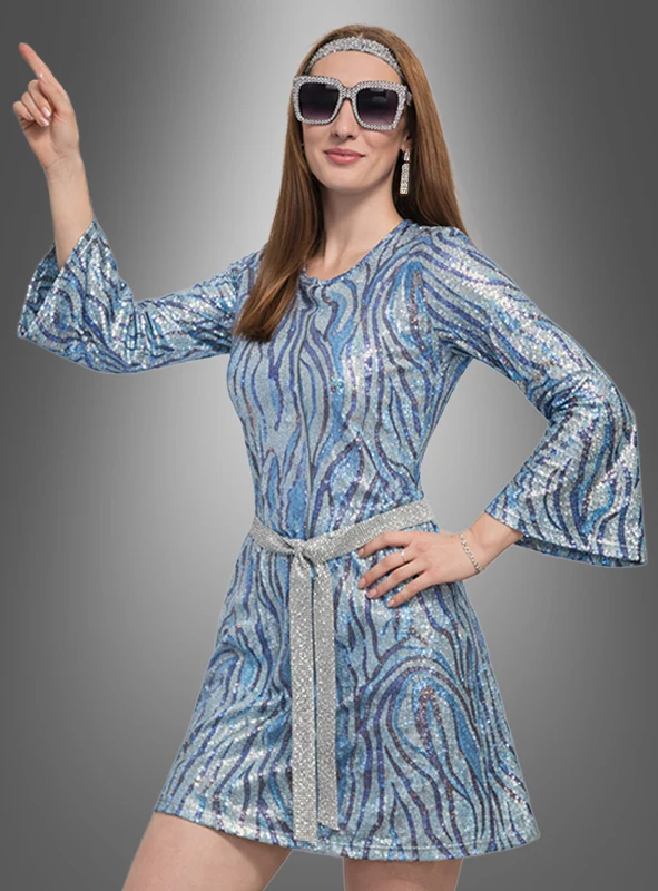 70er Disco Kleid Outfit mit Zubehör