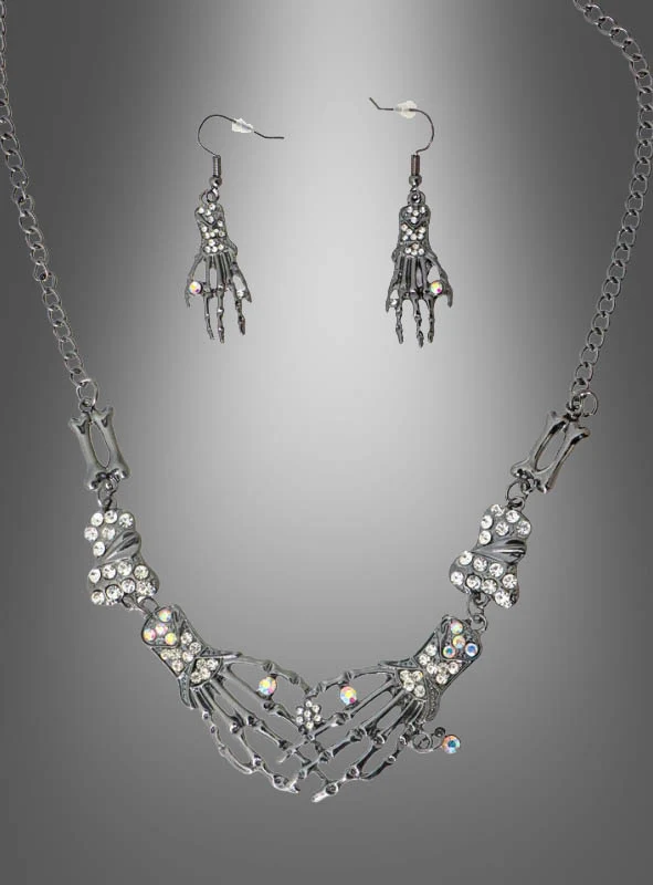 Skelett Hand Schmuckset silber
