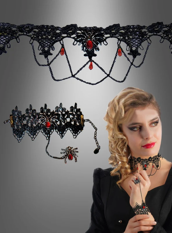 Gothic Spitzen Arm- u. Halsband Schmuckset