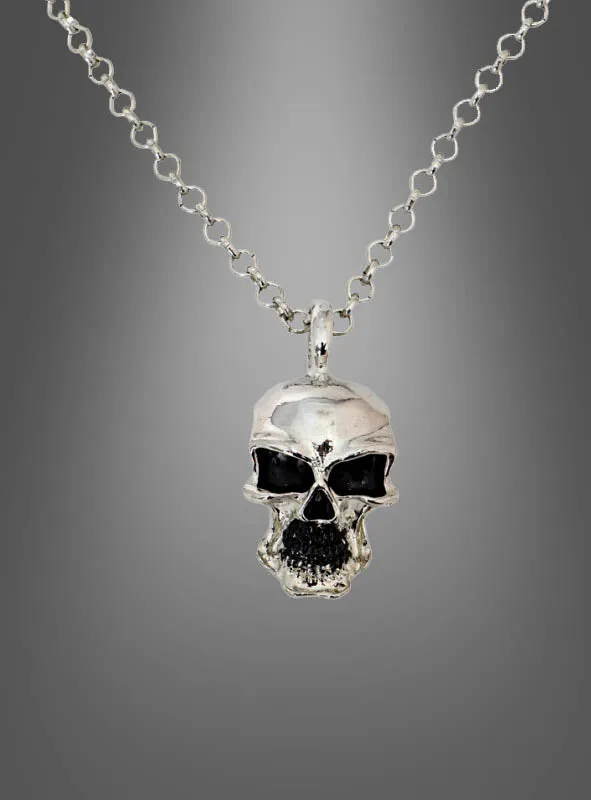 Totenkopf Biker Pirat Kette silber aus Metall