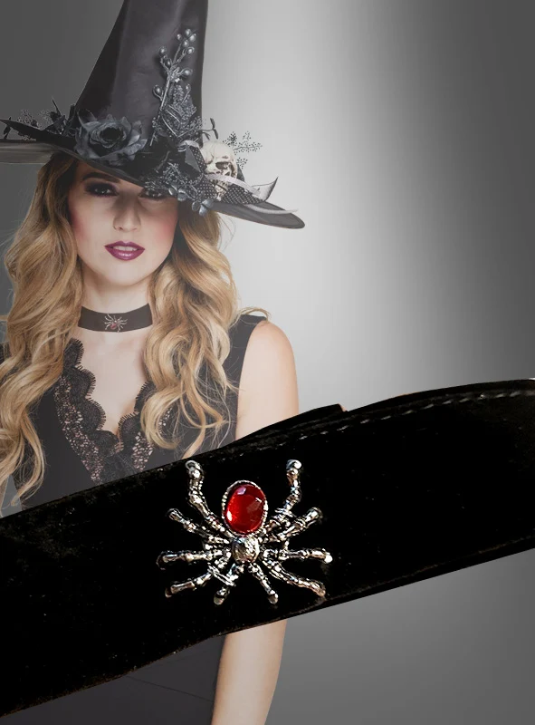 Samt Halsband mit Spinne und Edelstein