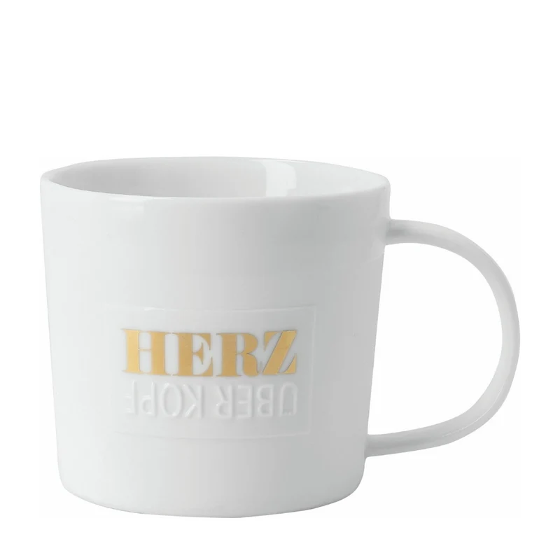 Räder Poesietasse Herz über Kopf