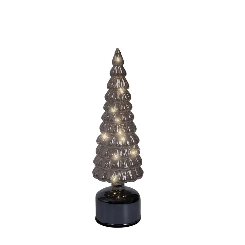 Micro LED drehender Tannenbaum H 34 cm grau