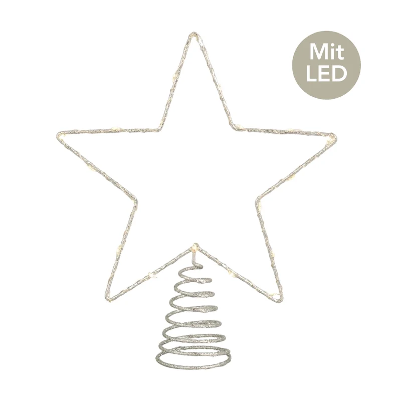 Micro LED Baumspitze Star silberfarben