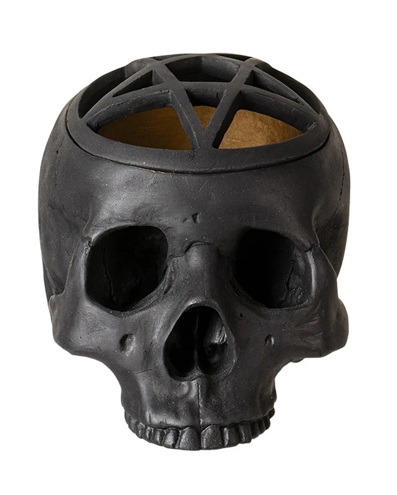 Schwarzer Pentagramm Totenschädel 17cm