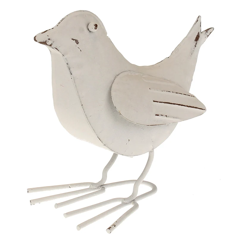 Deko Vogel Metall weiß