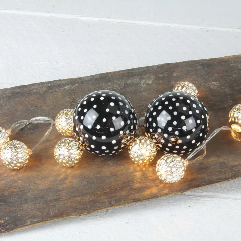 Lichterkette Metallball silber