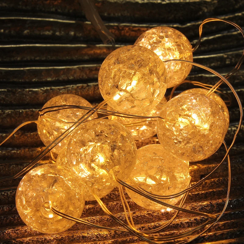 Lichterkette Acryl-Ball silber