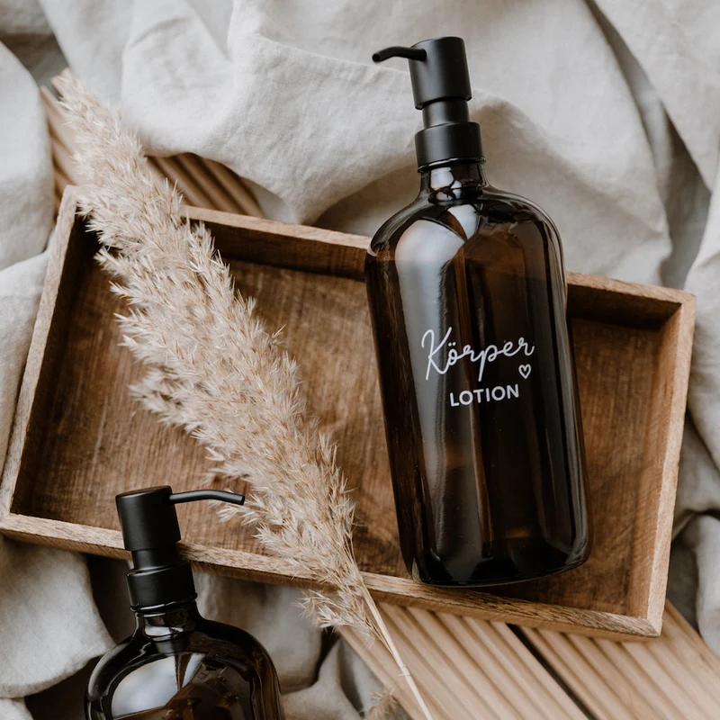 Eulenschnitt Seifenspender Körperlotion Braunglas 1000 ml