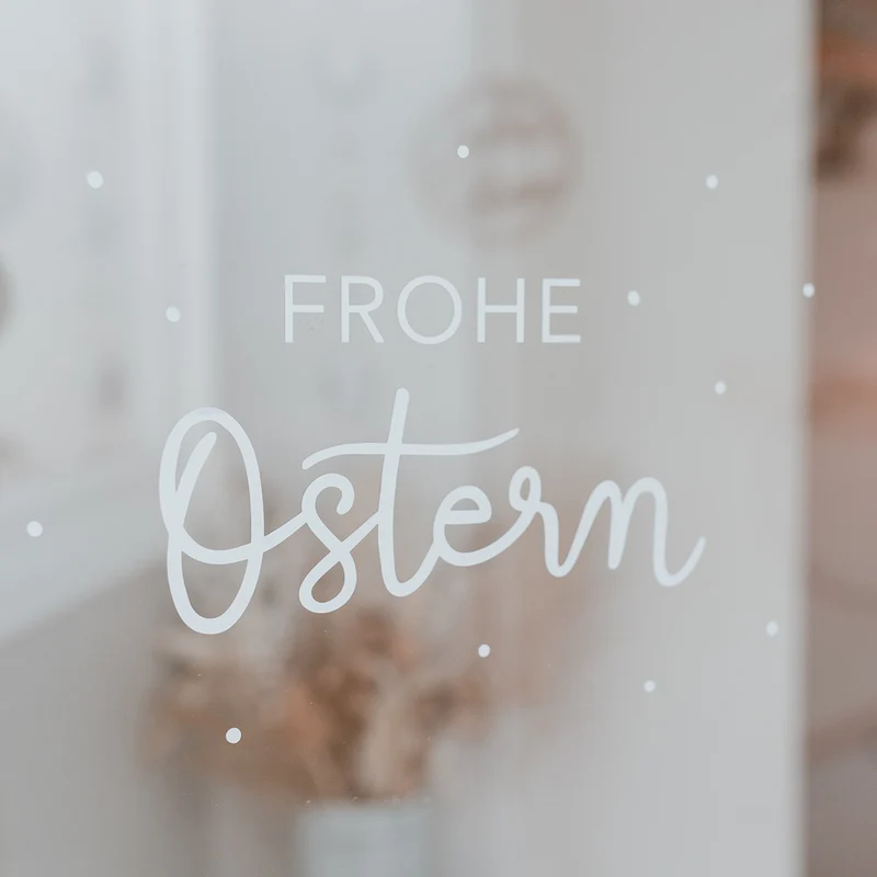 Eulenschnitt Wandsticker Frohe Ostern weiß