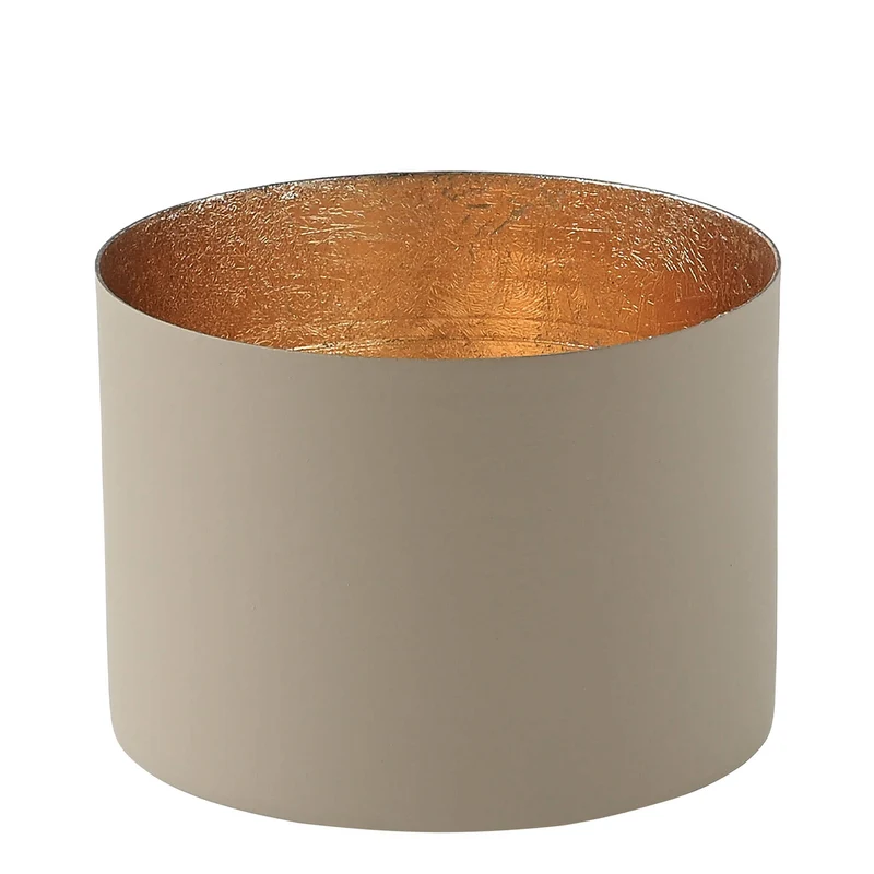 Windlicht Chennai taupe-goldfarben mittel