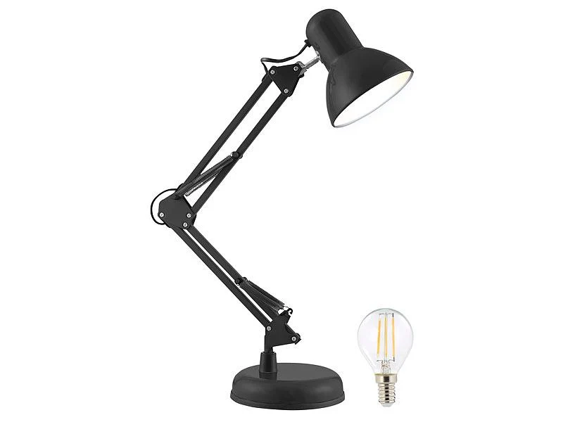 Retro-Schreibtischlampe mit LED-Filament-Lampe, 470 lm, 4 W, warmweiß