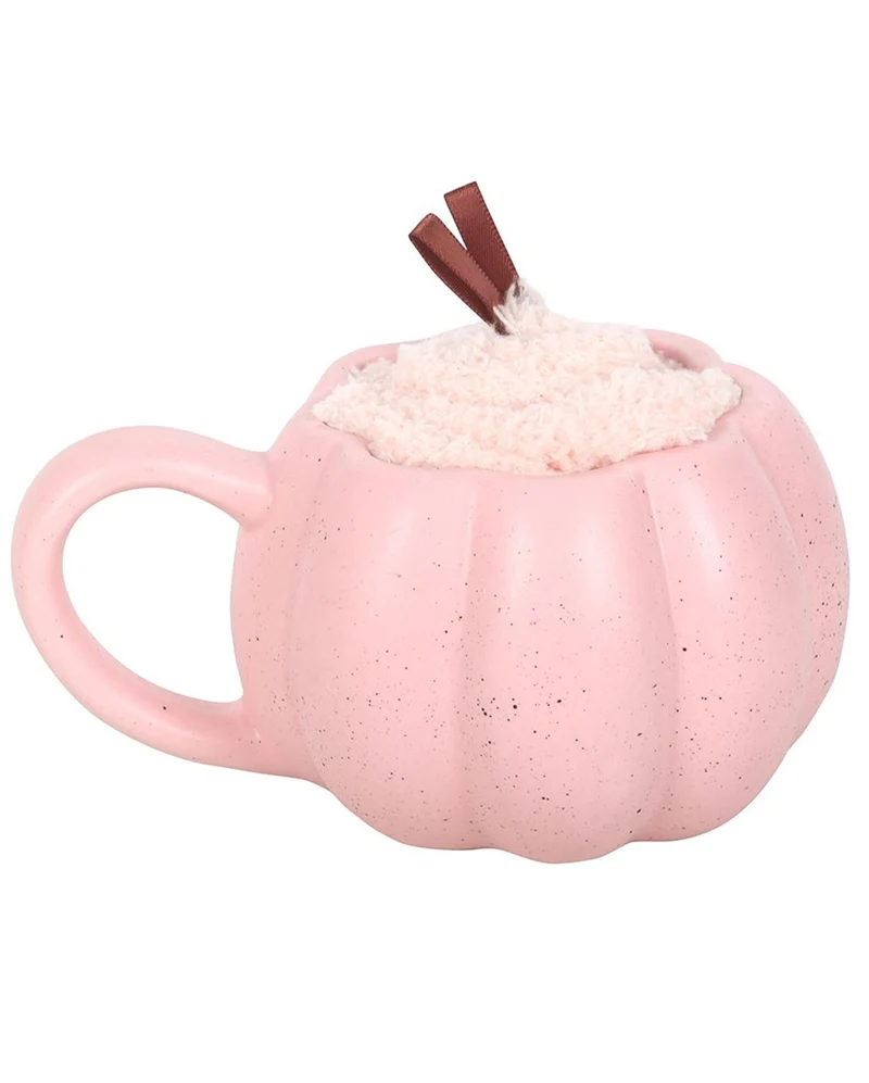 Rosa Kürbis Tasse & Rosa Socken als Set